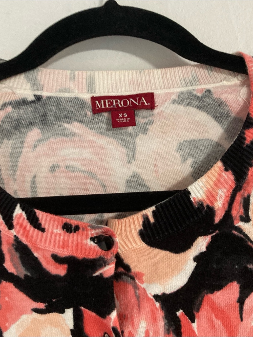 Merona Cardigan Sweater Womens XS Multi Floral Button Down Stretch Casual Knit - Picture 8 of 16